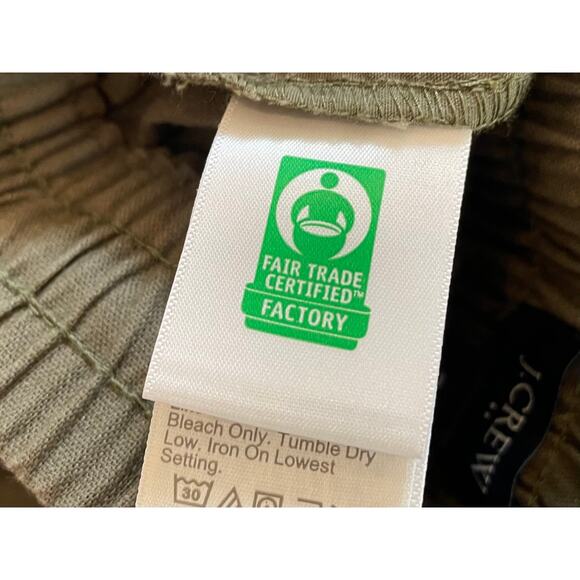 J. Crew Factory Olive Green Linen Blend Drawstring Cuffed Ankle Pants, Size 2 - Picture 6 of 13